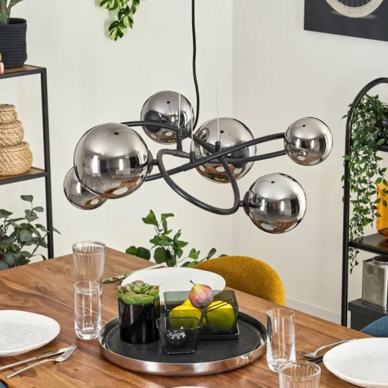 Chariton Suspension Noir, 6 lumières