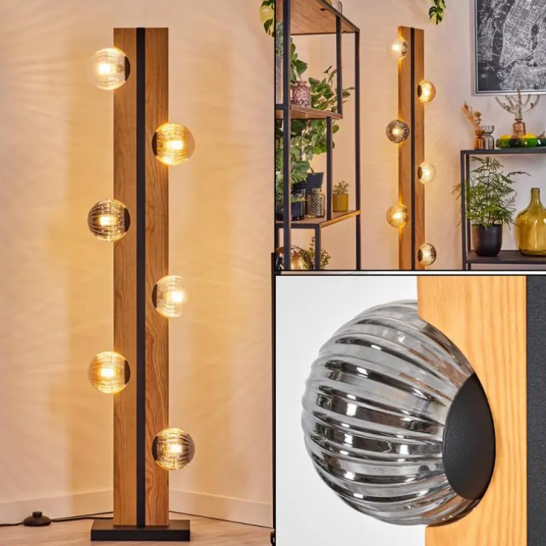 Chehalis Boule lumineuse, Lampadaire Écru, Noir, 6 lumières