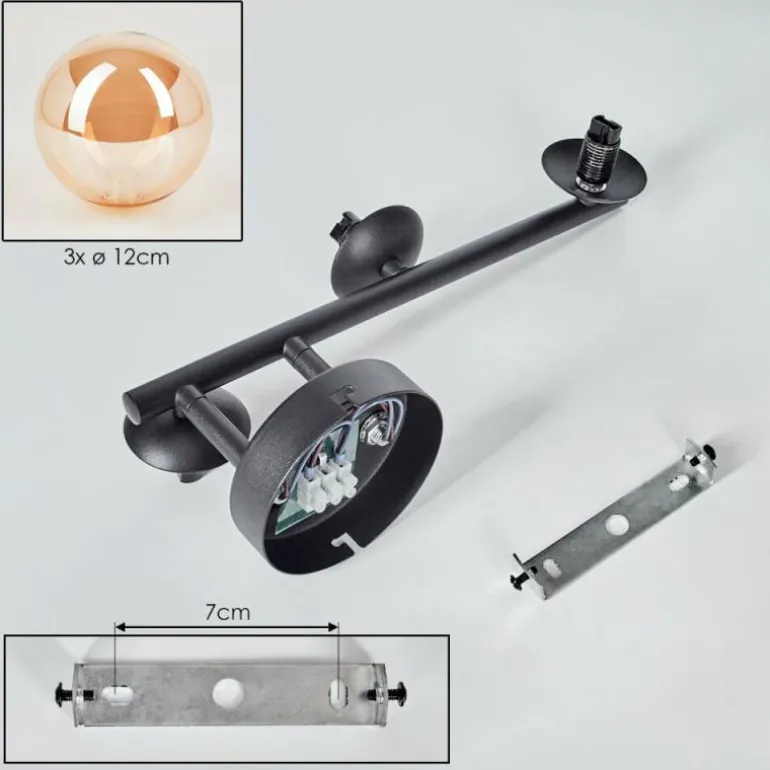 Chehalis Boule lumineuse, Applique murale Ambre, 3 lumières