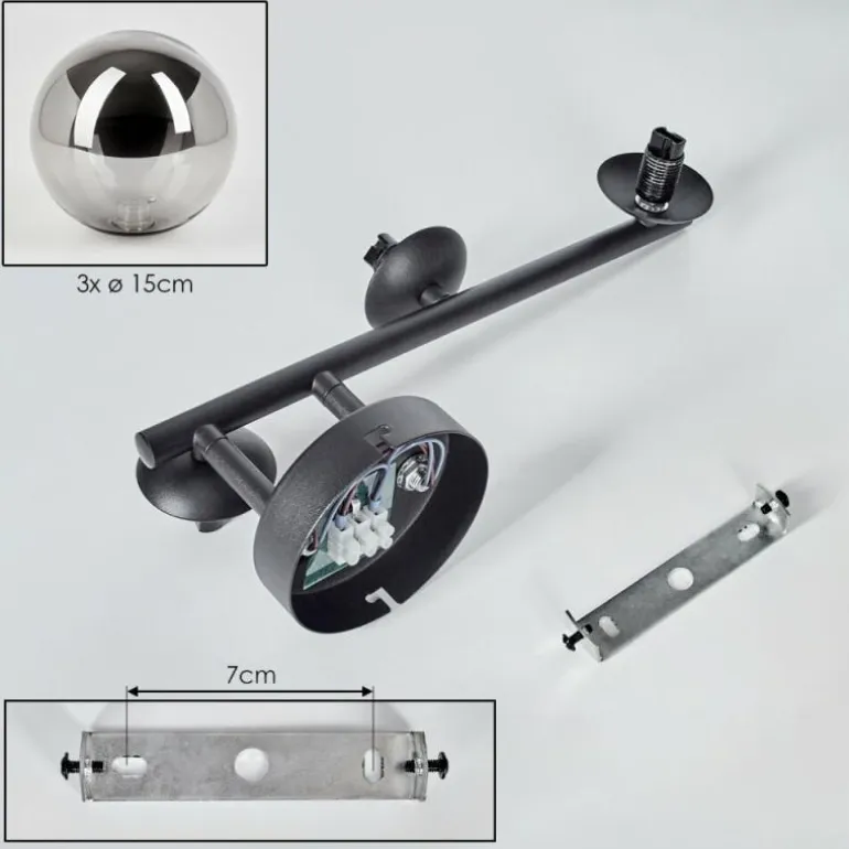 Chehalis Boule lumineuse, Applique murale Fumé, 3 lumières