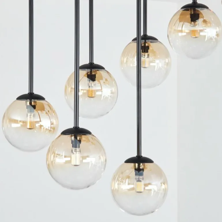 Chehalis Plafonnier, Boule lumineuse Ambre, Clair, 9 lumières