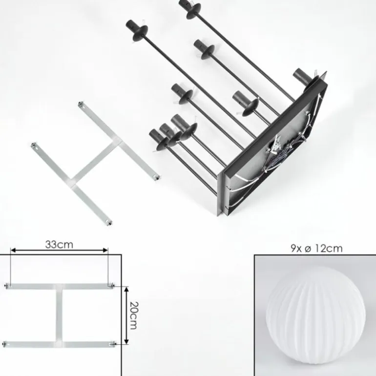 Chehalis Plafonnier, Boule lumineuse Blanc, 9 lumières