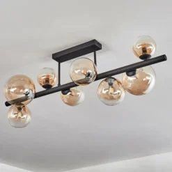 Chehalis Plafonnier, Boule lumineuse Ambre, Clair, 8 lumières
