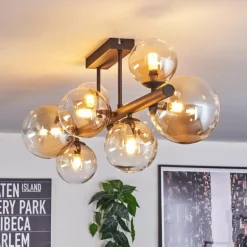 Chehalis Plafonnier, Boule lumineuse Ambre, Clair, 8 lumières