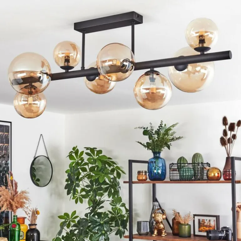 Chehalis Plafonnier, Boule lumineuse Ambre, 8 lumières