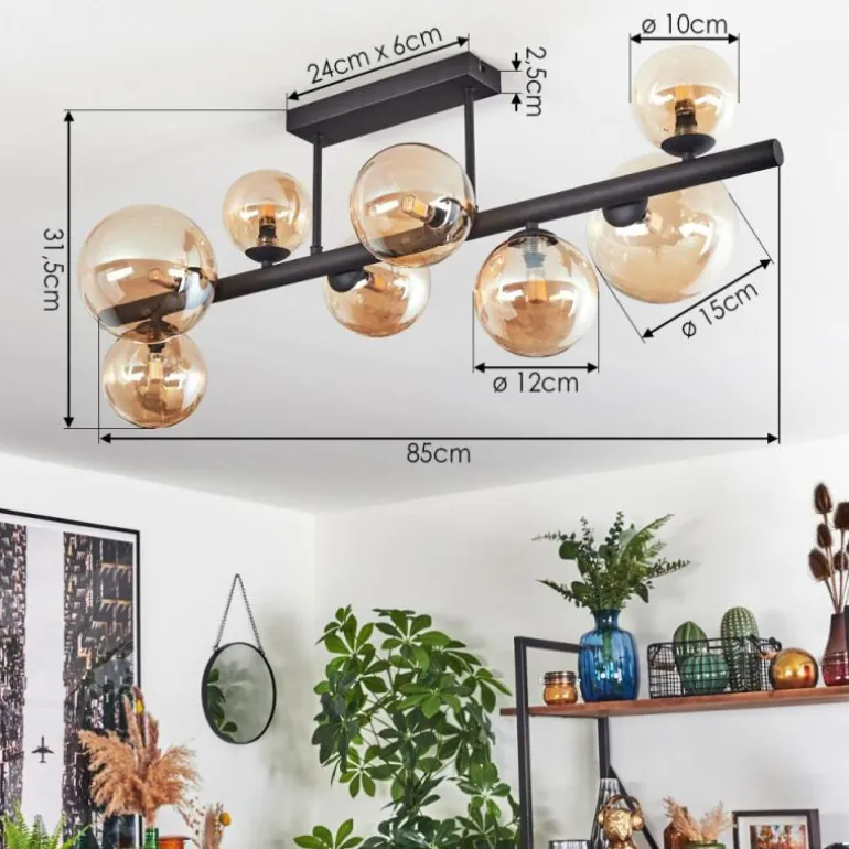 Chehalis Plafonnier, Boule lumineuse Ambre, 8 lumières
