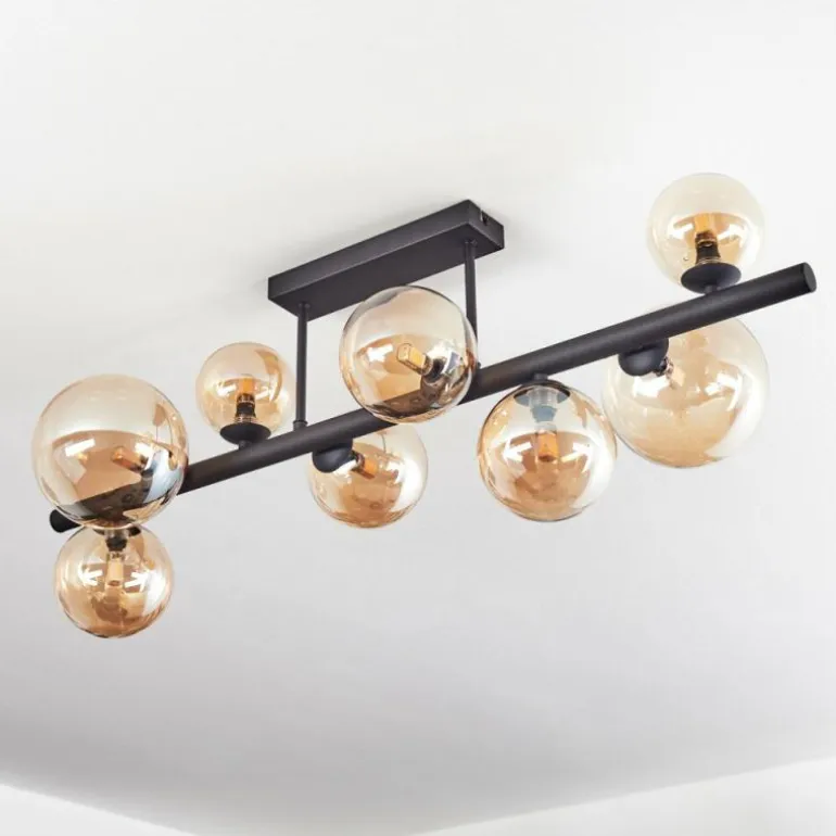 Chehalis Plafonnier, Boule lumineuse Ambre, 8 lumières