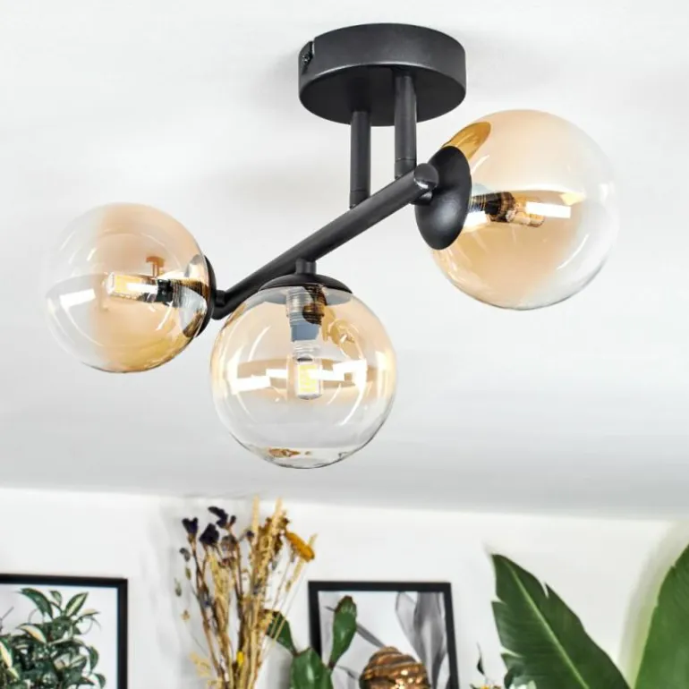Chehalis Plafonnier, Boule lumineuse Ambre, Clair, 3 lumières