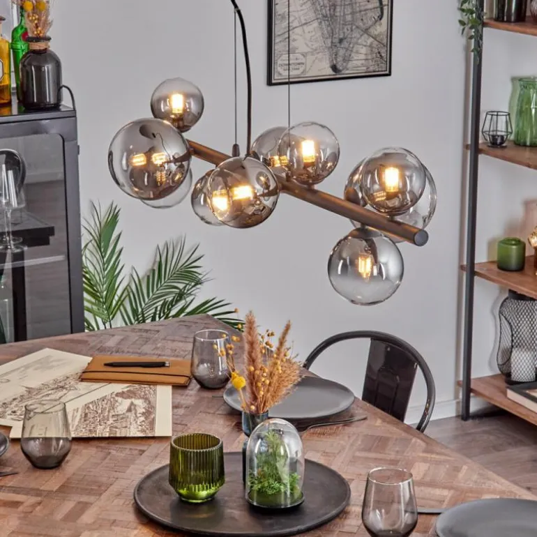 Chehalis Suspension, Boule lumineuse, Suspension Clair, Fumé, 10 lumières
