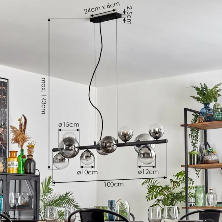 Chehalis Suspension, Boule lumineuse, Suspension Clair, Fumé, 10 lumières