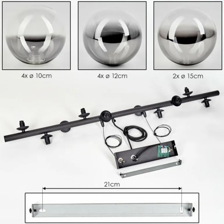 Chehalis Suspension, Boule lumineuse, Suspension Clair, Fumé, 10 lumières