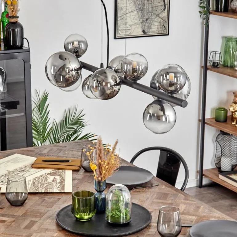 Chehalis Suspension, Boule lumineuse, Suspension Clair, Fumé, 10 lumières