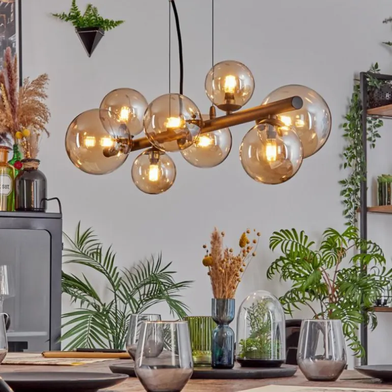Chehalis Suspension, Boule lumineuse, Suspension Ambre, 8 lumières