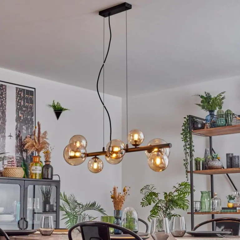 Chehalis Suspension, Boule lumineuse, Suspension Ambre, 8 lumières