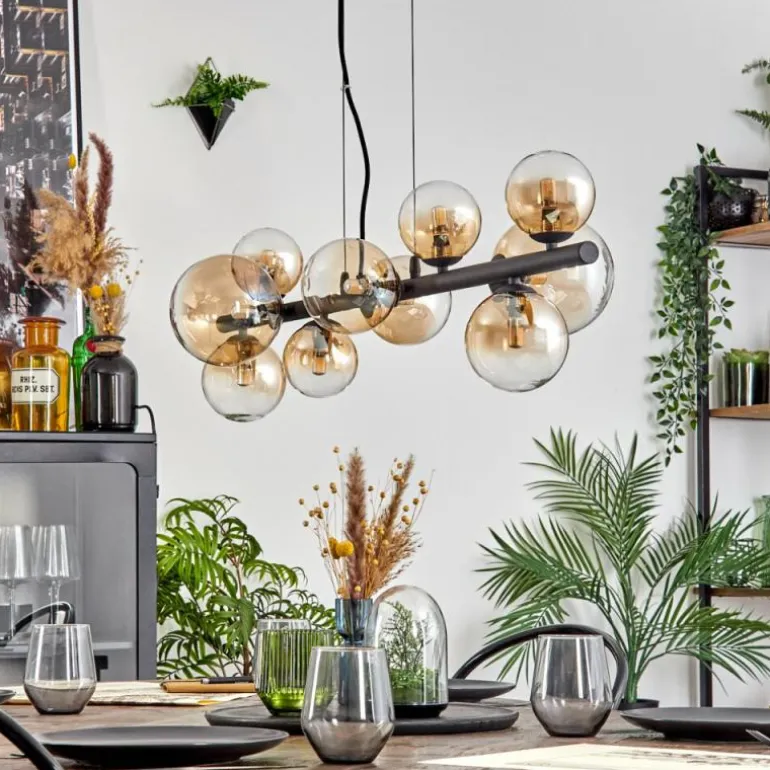 Chehalis Suspension, Boule lumineuse, Suspension Ambre, Clair, 10 lumières