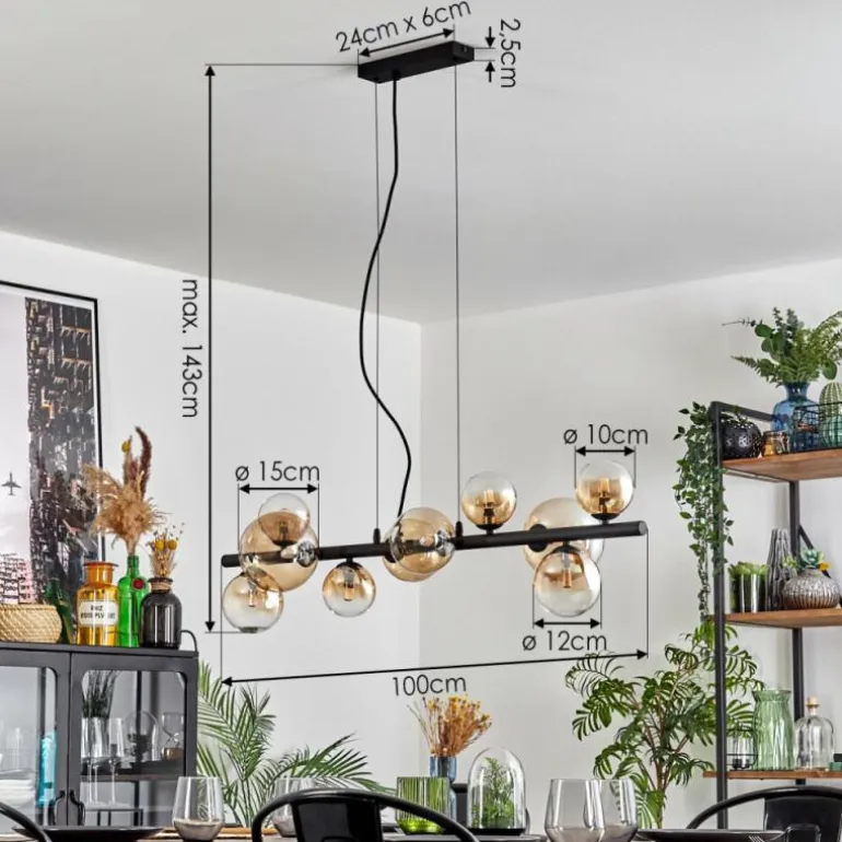 Chehalis Suspension, Boule lumineuse, Suspension Ambre, Clair, 10 lumières
