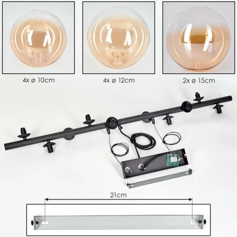 Chehalis Suspension, Boule lumineuse, Suspension Ambre, Clair, 10 lumières