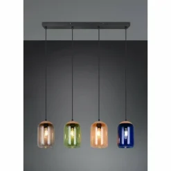 Cork Suspension Luminaires Trio Noir, 4 lumières