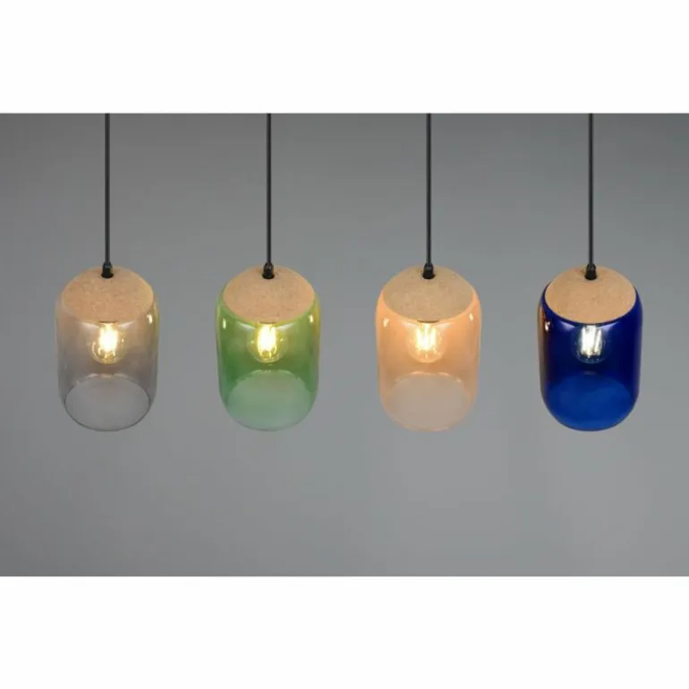 Cork Suspension Luminaires Trio Noir, 4 lumières