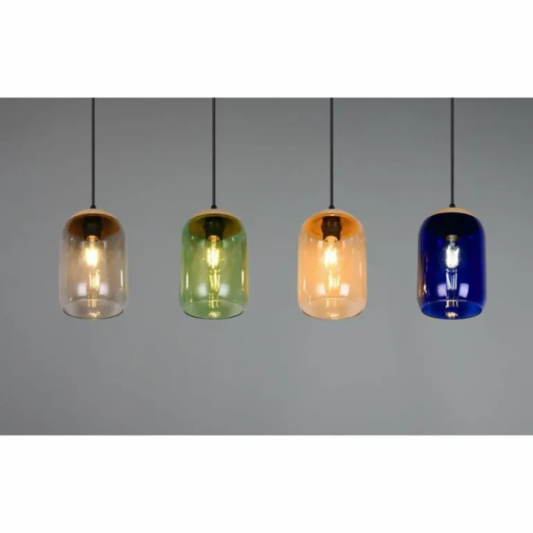 Cork Suspension Luminaires Trio Noir, 4 lumières