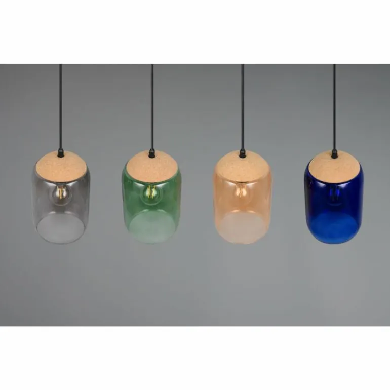 Cork Suspension Luminaires Trio Noir, 4 lumières