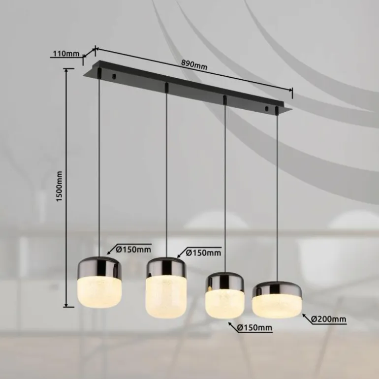 Cristallica Suspension Luminaires Globo Lighting LED Anthracite, 1 lumière