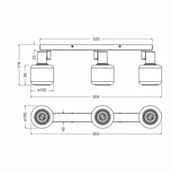 DECOR Applique murale / Plafonnier Luminaires Ledvance LED Noir, 3 lumières