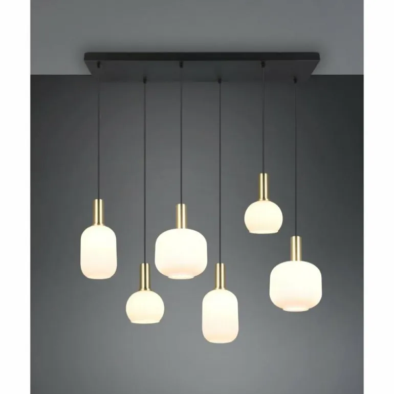Diva Suspension Luminaires Trio Laiton, 6 lumières
