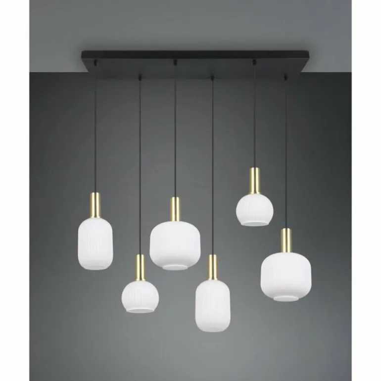 Diva Suspension Luminaires Trio Laiton, 6 lumières