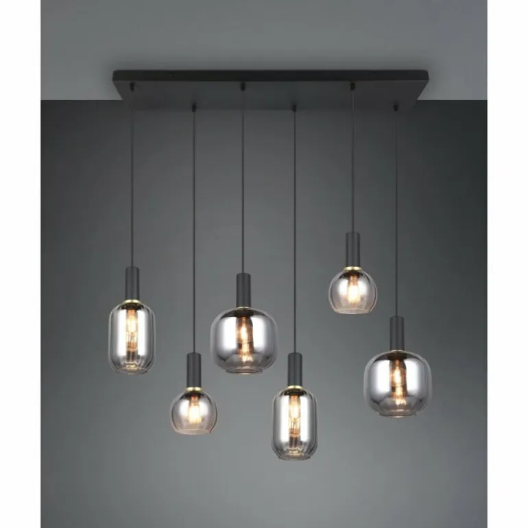 Diva Suspension Luminaires Trio Noir, 6 lumières