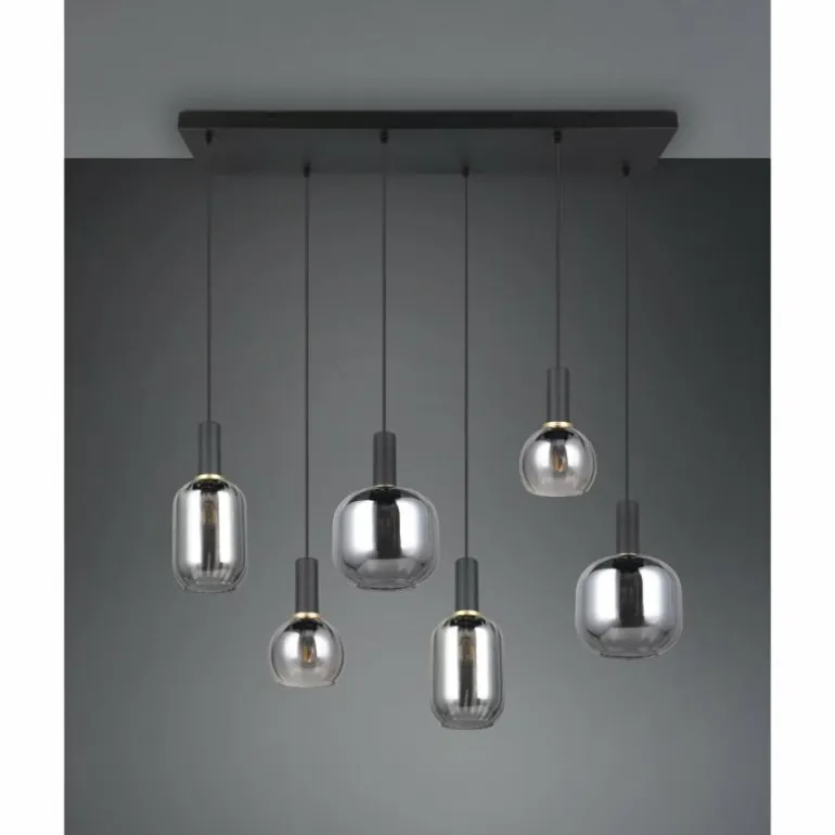 Diva Suspension Luminaires Trio Noir, 6 lumières