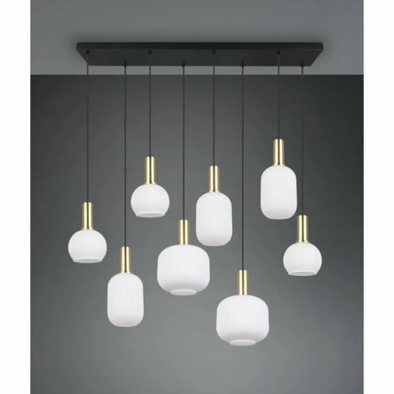 Diva Suspension Luminaires Trio Laiton, 8 lumières