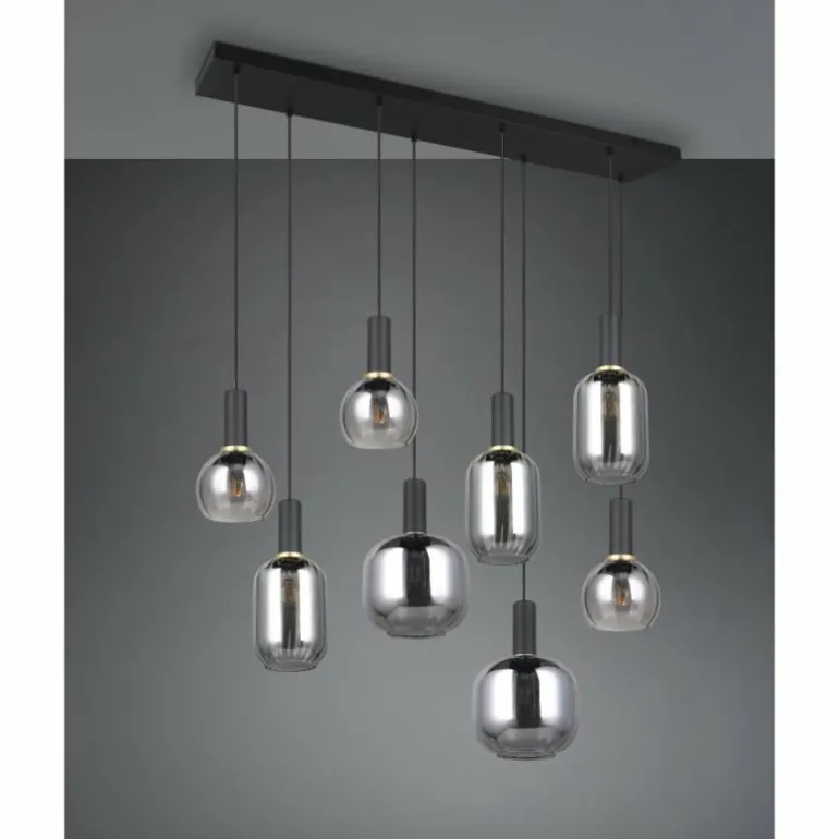 Diva Suspension Luminaires Trio Noir, 8 lumières