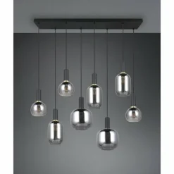 Diva Suspension Luminaires Trio Noir, 8 lumières