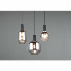 Diva Suspension Luminaires Trio Noir, 3 lumières