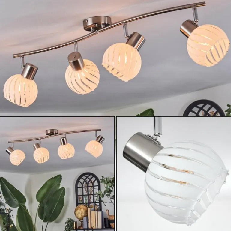 Dysted Plafonnier, Boule lumineuse Nickel mat, 4 lumières