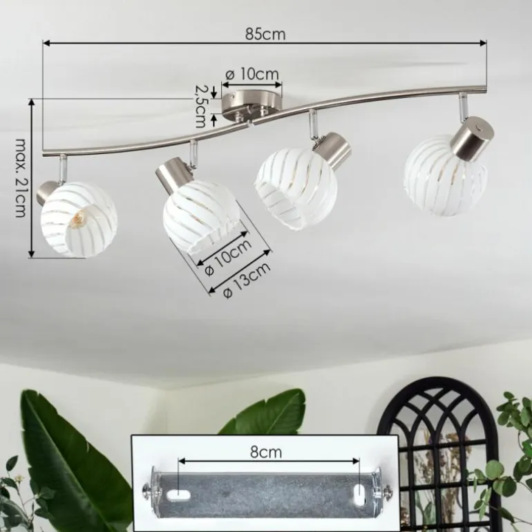 Dysted Plafonnier, Boule lumineuse Nickel mat, 4 lumières