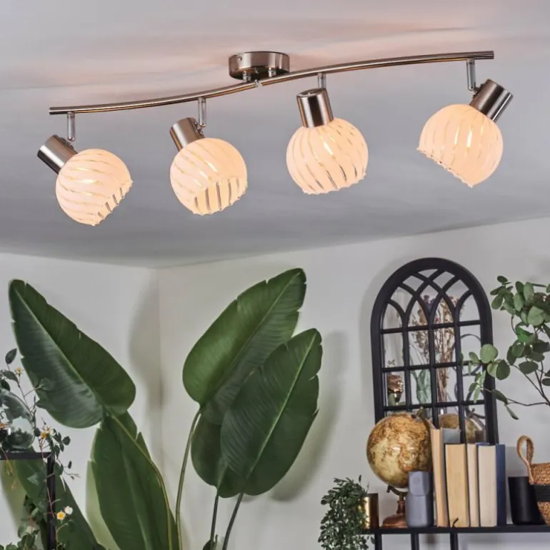 Dysted Plafonnier, Boule lumineuse Nickel mat, 4 lumières
