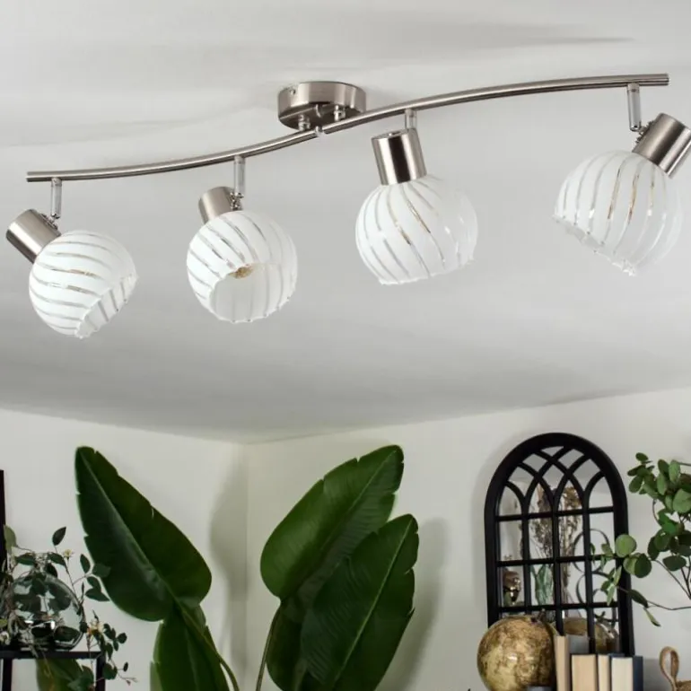 Dysted Plafonnier, Boule lumineuse Nickel mat, 4 lumières