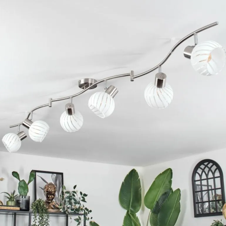 Dysted Plafonnier, Boule lumineuse Nickel mat, 6 lumières