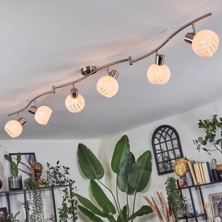 Dysted Plafonnier, Boule lumineuse Nickel mat, 6 lumières