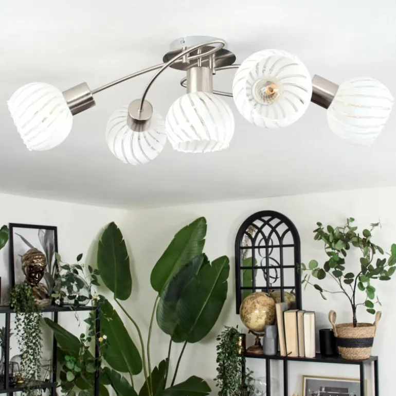 Dysted Plafonnier, Boule lumineuse Nickel mat, 5 lumières