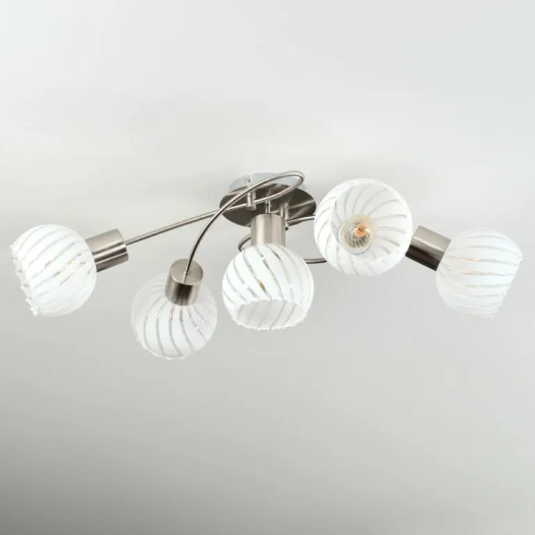 Dysted Plafonnier, Boule lumineuse Nickel mat, 5 lumières