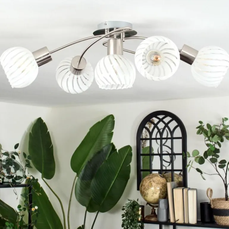 Dysted Plafonnier, Boule lumineuse Nickel mat, 5 lumières