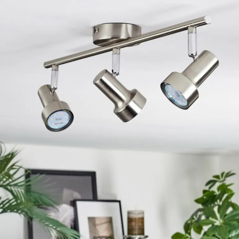 Edain Plafonnier, Spot de plafond LED Chrome, Nickel mat, 3 lumières