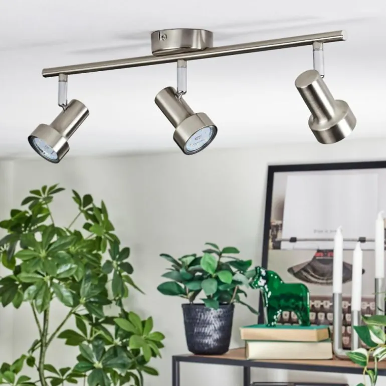 Edain Plafonnier, Spot de plafond LED Chrome, Nickel mat, 3 lumières