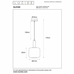 ELOISE Suspension Luminaires Lucide Noir, 1 lumière