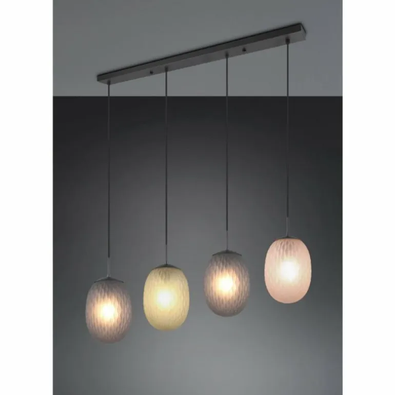 Facette Suspension Luminaires Trio Noir, 4 lumières