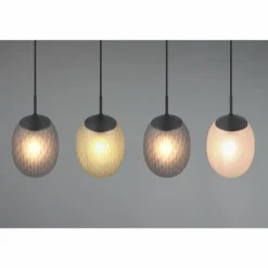 Facette Suspension Luminaires Trio Noir, 4 lumières