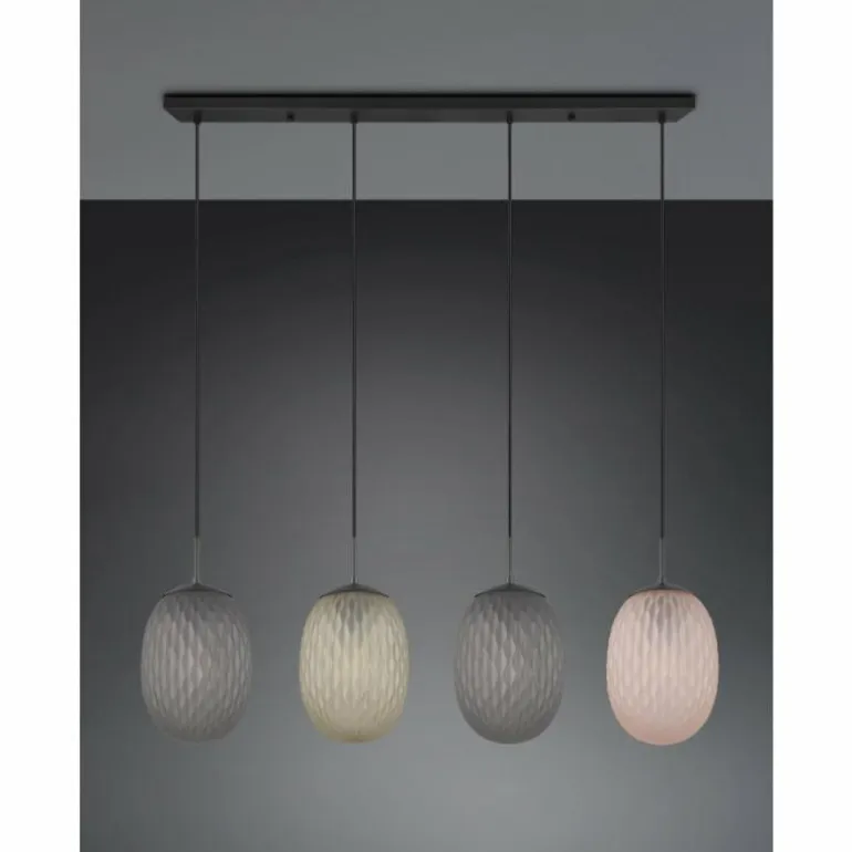Facette Suspension Luminaires Trio Noir, 4 lumières